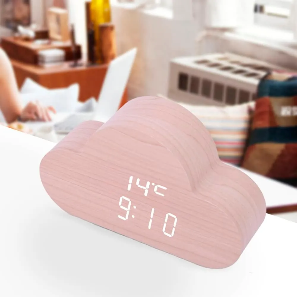 CRONY Three Clouds Clock Voice Control Children Cloud Led Alarm Clock Indoor Temperature Two Display Mode Led Light Adjustable Clock
