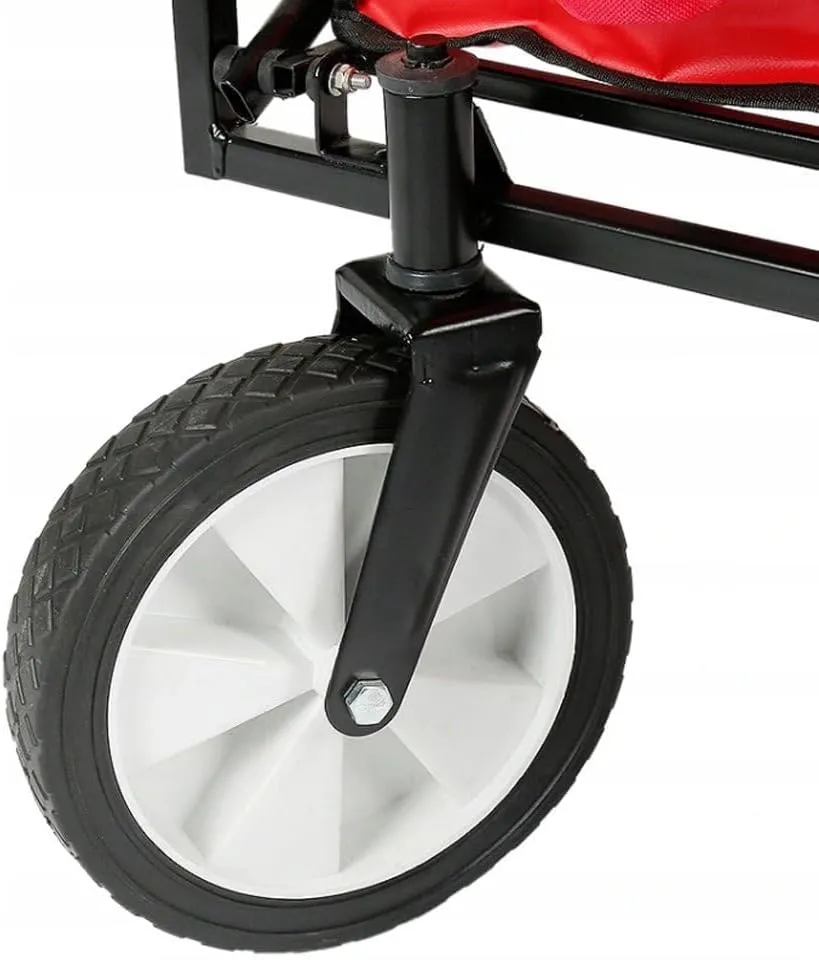 CRONY TC3015 Folding Cart Heavy Duty Collapsible Folding Wagon Utility Shopping Outdoor Camping Garden Cart | Red