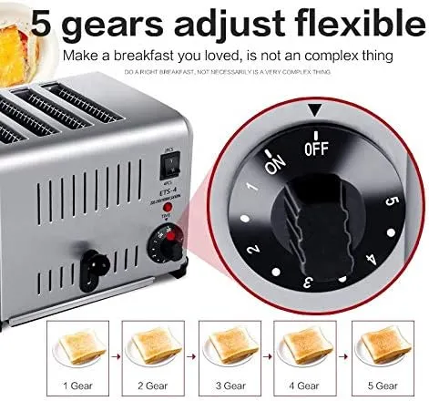 GRACE KITCHEN Commercial Home 4/6 slices electric bread toaster (6 Slices)