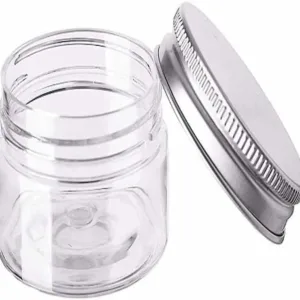 ecvv jars pet plastic empty cosmetic containers cases with silver aluminum caps cream lotion box ointments bottle food bottle makeup pot jar pack of 6 (120ml / 4oz)