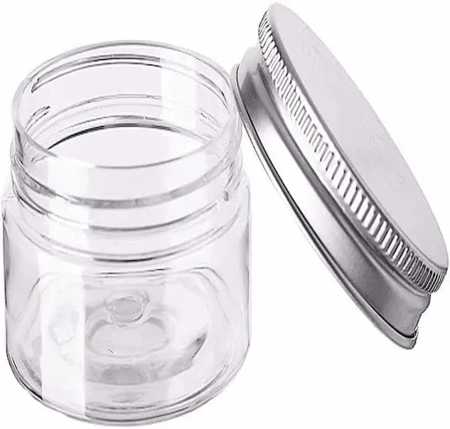 ecvv jars pet plastic empty cosmetic containers cases with silver aluminum caps cream lotion box ointments bottle food bottle makeup pot jar pack of 6 (120ml / 4oz)