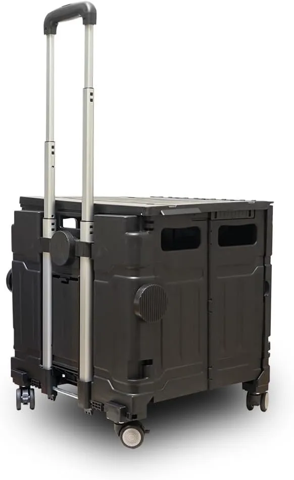 CRONY 75L Portable Secure Lid Folding Shopping Cart（Black）