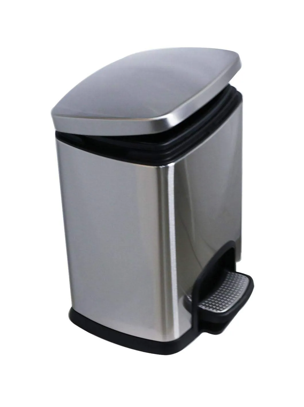 GRACE KITCHEN Stainless 12 Liters Step-on Waste Bin, Stainless Steel Foot Pedal Trash Bin Easy-close Lid