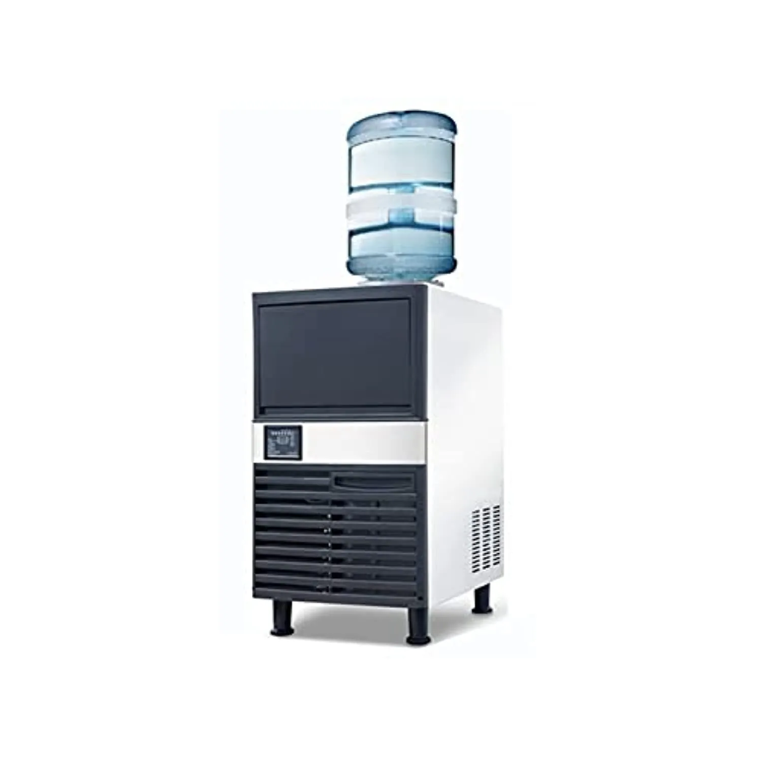GRACE KITCHEN Stainless Commercial Ice Cube Machine 55kg/24h with 18kg Storage and Water Bottle Inlet Connection