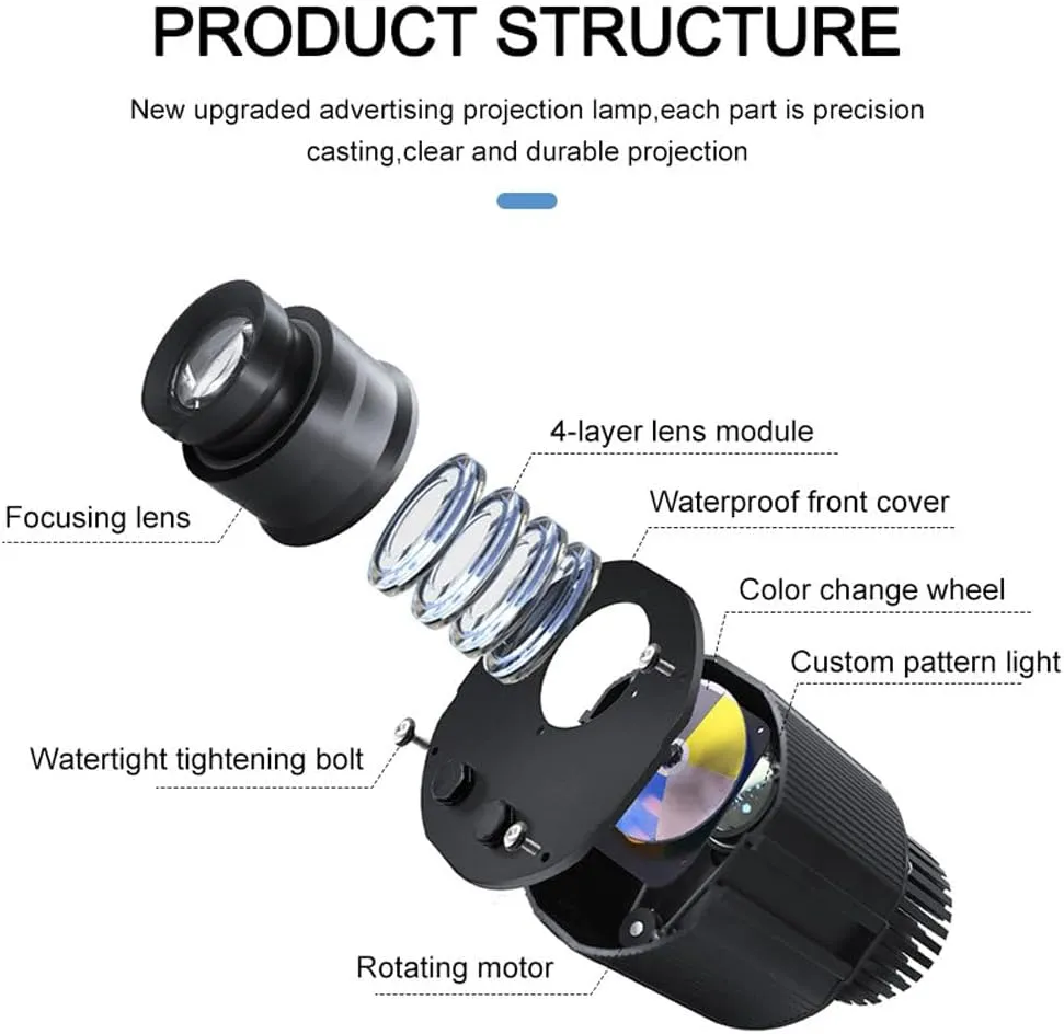CRONY100W 4 pattern switching with motor logo lamp LED HD Projection Advertising DIY LOGO Custom Lmage Projector Lamp LED display
