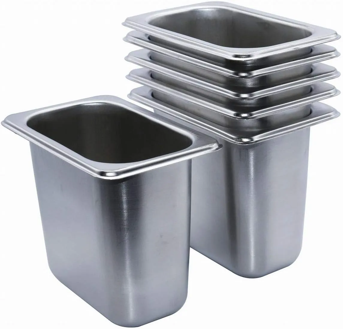 GRACE KITCHEN 1/9 150MM Deep Stainless Steel Gastronorm Food Containers - 6 PCS/Bainmarie Food PAn Inserts