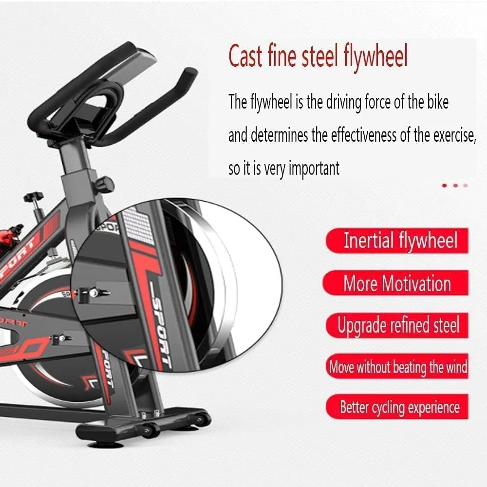 coolbaby exercise bikes, indoor stationary bikes for home workout, quiet belt drive with lcd monitor & professional seat & mobile phone stand,suitable for home hym exercise red+black