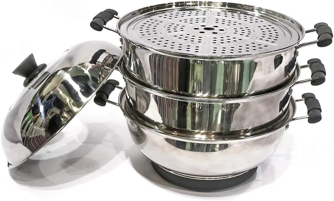 Grace Kitchen Electric Stainless Steel 3 Tier Sweet Corn Steamer-Sliver