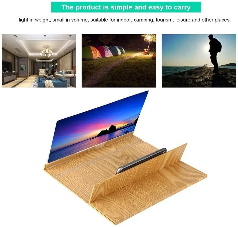 CRONY 12inch Wood-grain phone screen amplifier 3D Hd Movie Mobile Phone Screen Amplifier | Gold