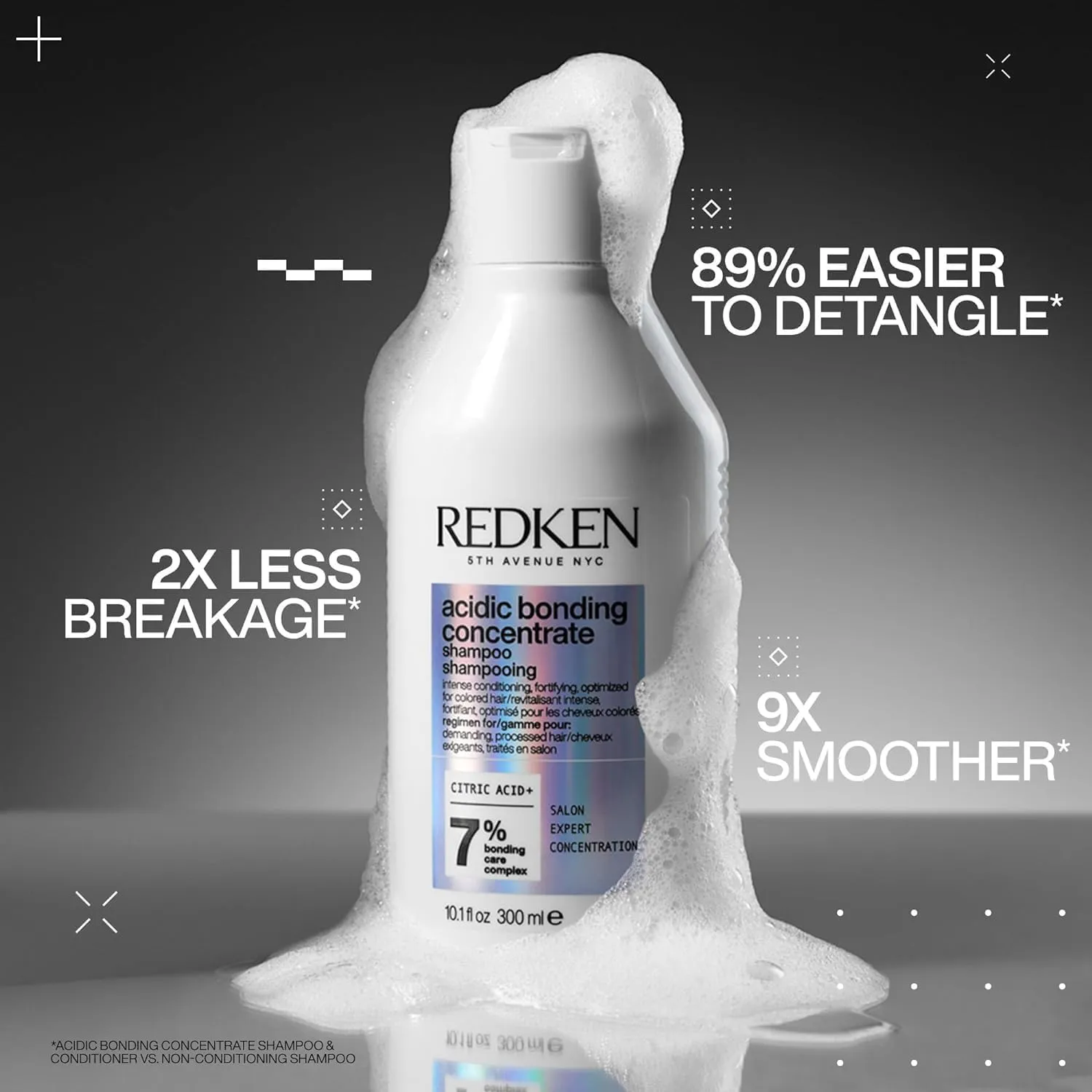 redken | pflegendes haarshampoo mit intensivem schutz vor farbverlust, konzentrierte all in one formel, acidic bonding concentrate shampoo, 1 x 300 ml