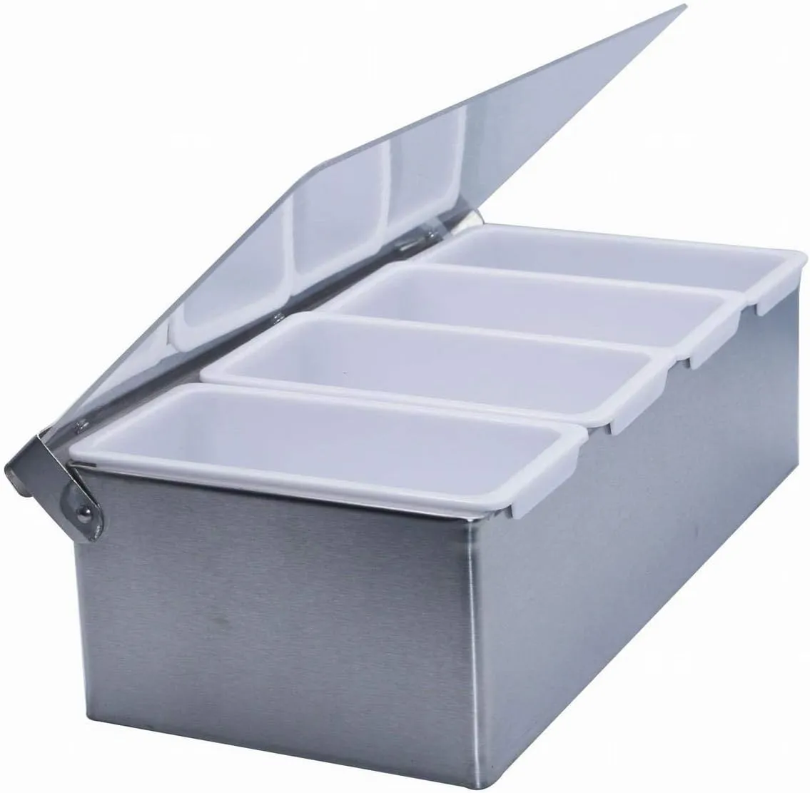 GRACE KITCHEN Stainless Steel 4 Compartment Spice Box/Commercial Condiment Box - 4 Divisions