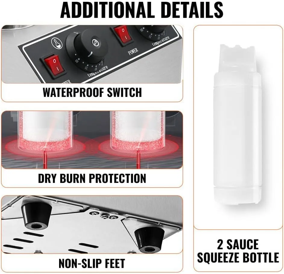 GRACE KITCHEN Commercial Sauce Warmer, Chocolate Bottle Warmer, 2 Heads Chocolate Spread Warmer/Stainless Steel Warmer Bottles Heating Machine GR-QK-2