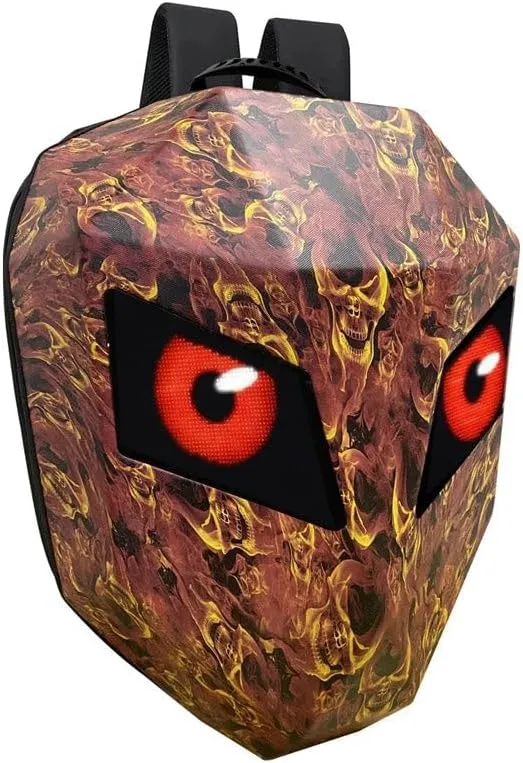 CRONY Iron Man Water Transfer Flame Skeleton Head Led Display Backpack