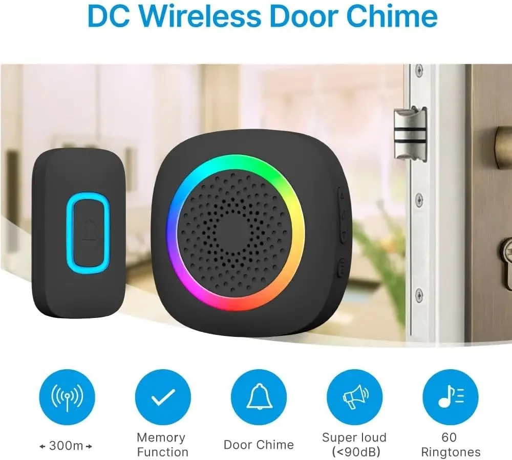 CRONY RL-3995 doorbell Battery-powered wireless doorbell with shining LED display Door bell (White)