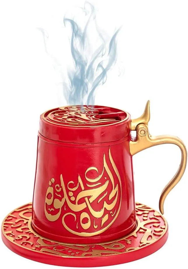 CRONY Bakhoor Big teacup Bukhoor Dukhoon Portable Incense Burner-RED