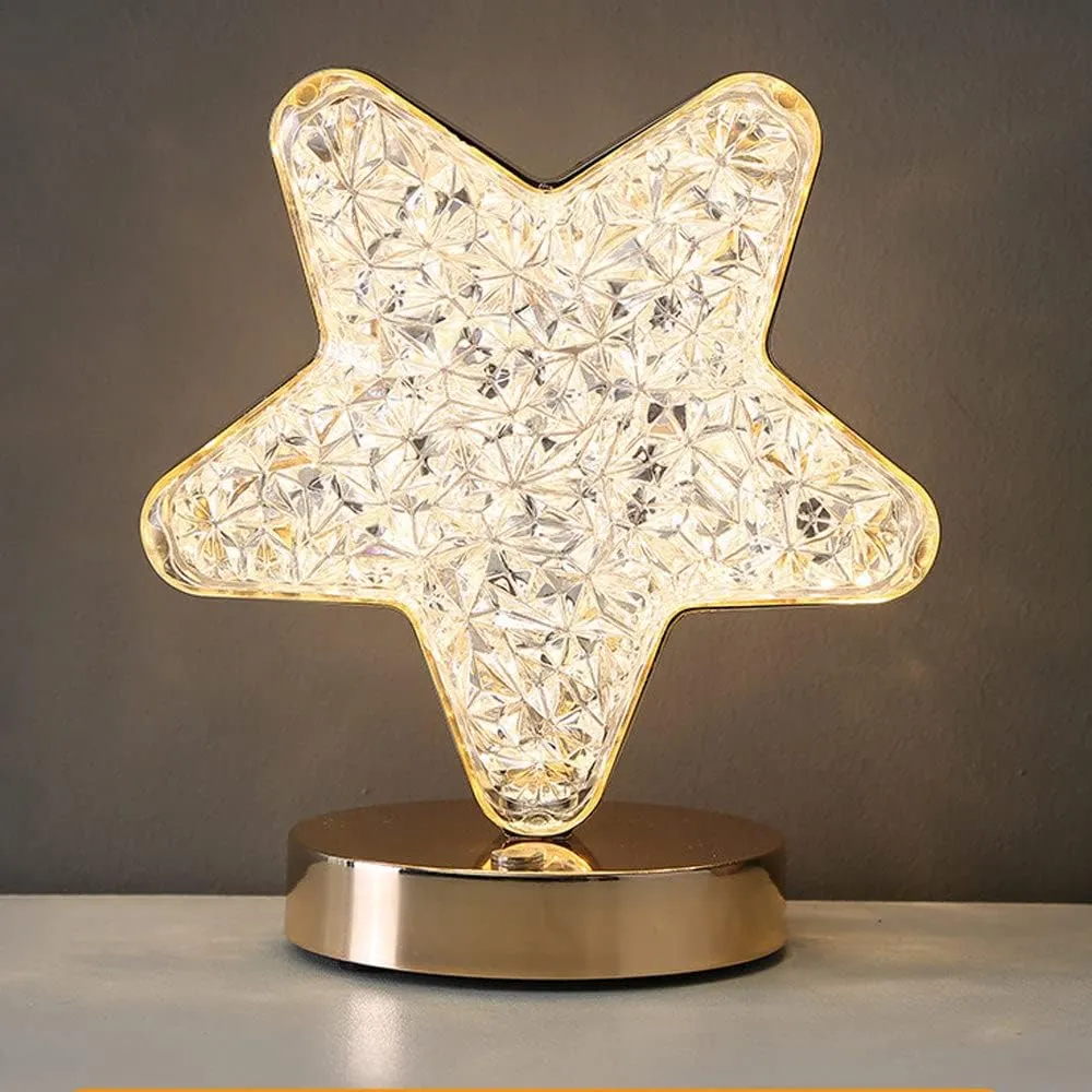 CRONY Star Three-color touch charging star eye lamp Modern Luxury Crystal Desk Lamp Bedroom Portable Night Light, Star Shape