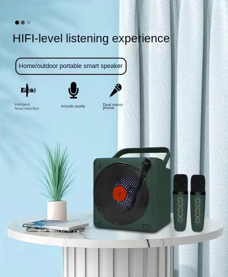 CRONY SD-507 BT Speaker Bt speaker high power karaoke pull rod multifunctional SUBWOOFER SPEAKER with wireless LED (Green)