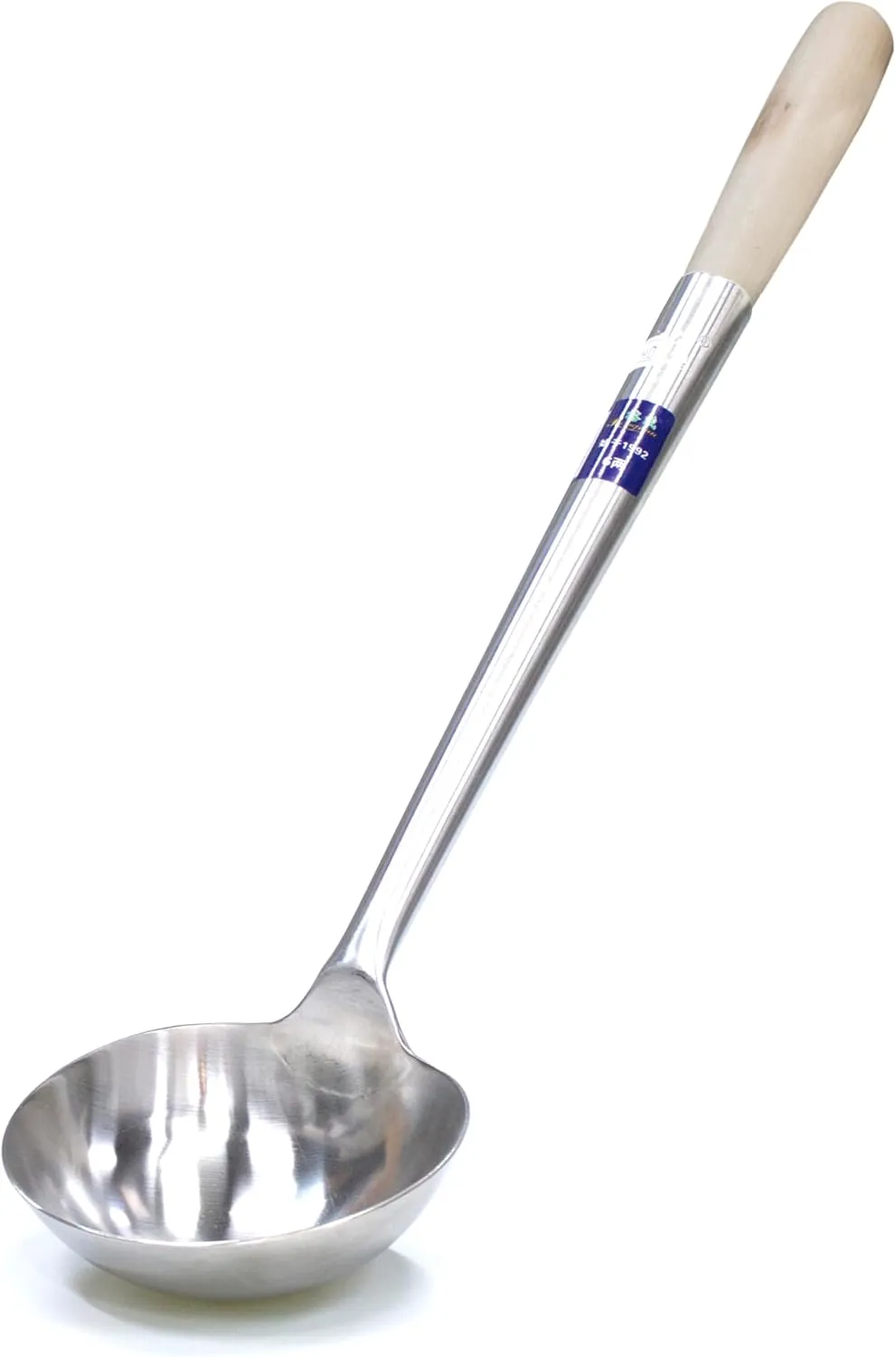 Grace Stainless Steel Large Cooking Wok Ladles & Turners with Wooden Handle for Commercial & Home Kitchen (WOK LADLE - #6)