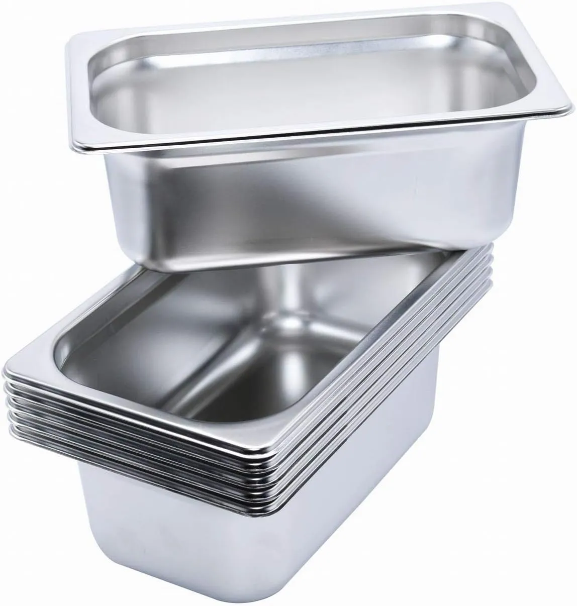 GRACE KITCHEN 1/4 100MM Stainless Steel Gastronorm Food Containers - 6 PCS/Bainmarie Food Insert