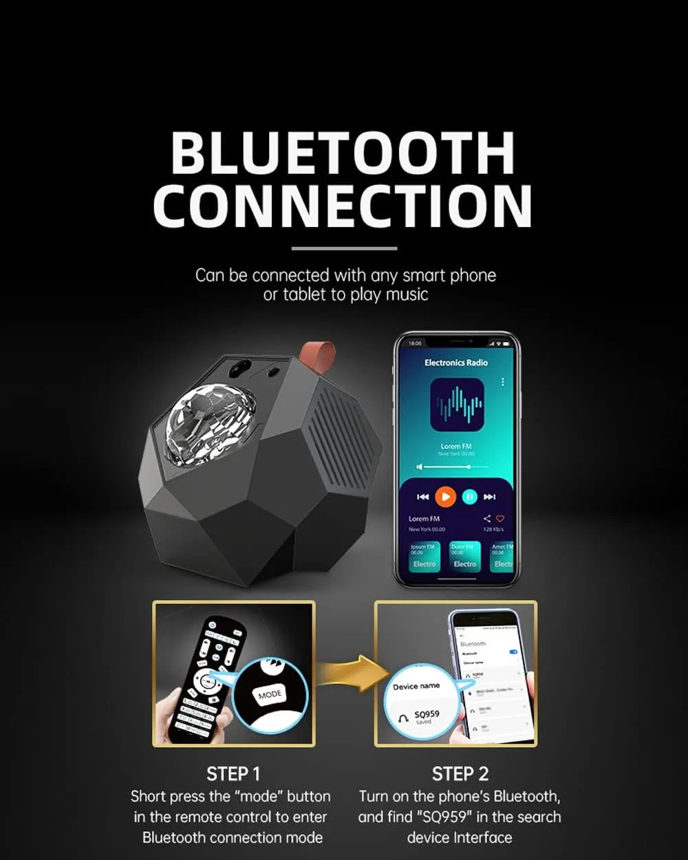 CRONY Sq-959 Guran Speaker Music Projector Lamp Led Night Light Islamic Gift Quran Speaker Star Starry Galaxy Projector