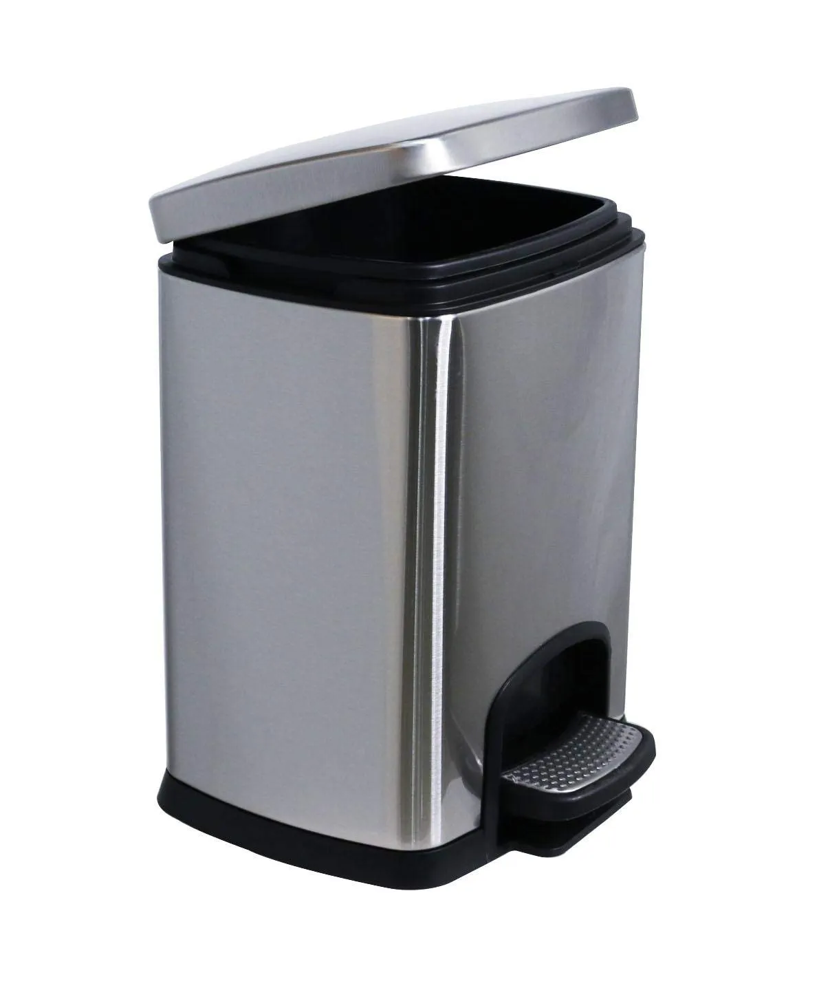 GRACE KITCHEN Stainless 12 Liters Step-on Waste Bin, Stainless Steel Foot Pedal Trash Bin Easy-close Lid