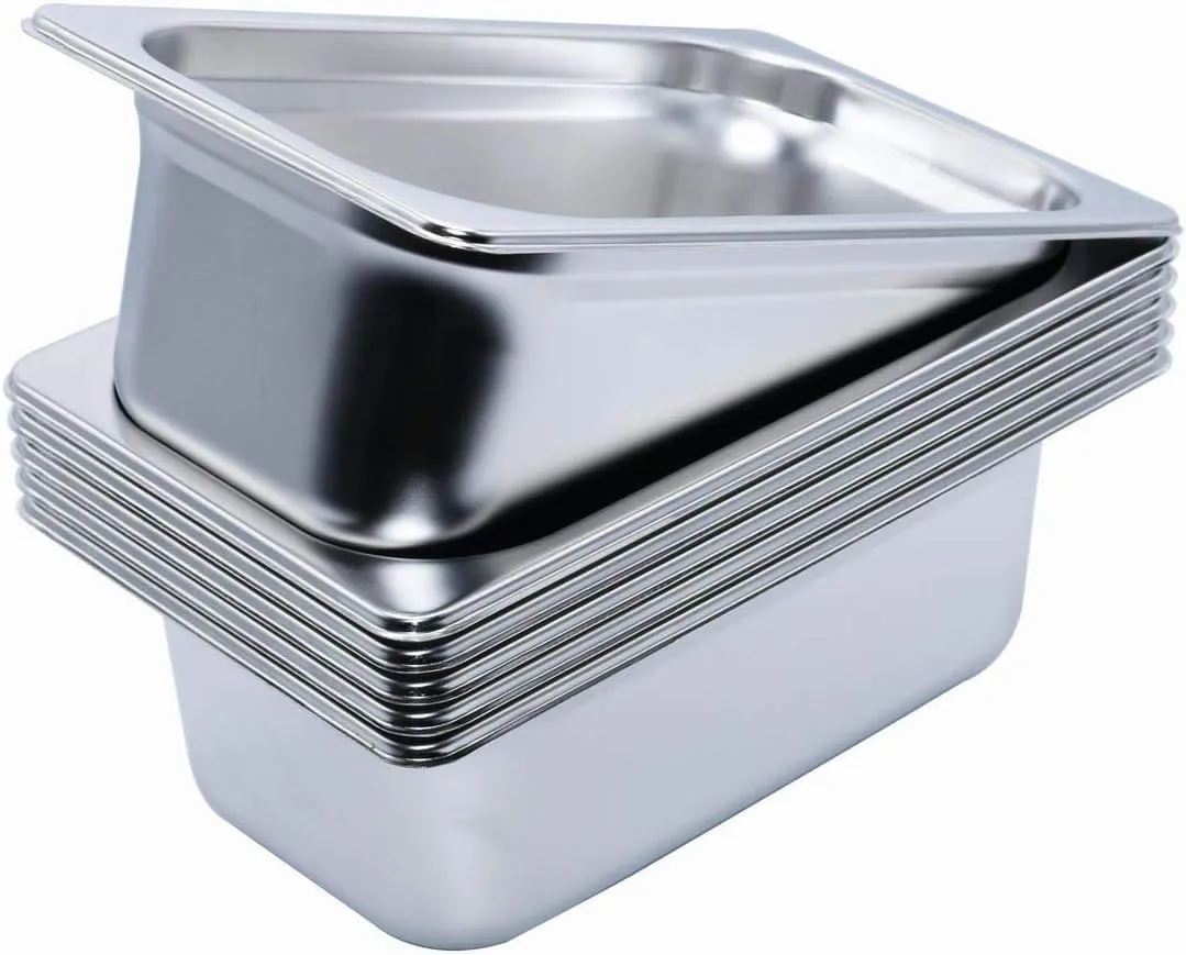 GRACE KITCHEN 1/4 100MM Stainless Steel Gastronorm Food Containers - 6 PCS/Bainmarie Food Insert