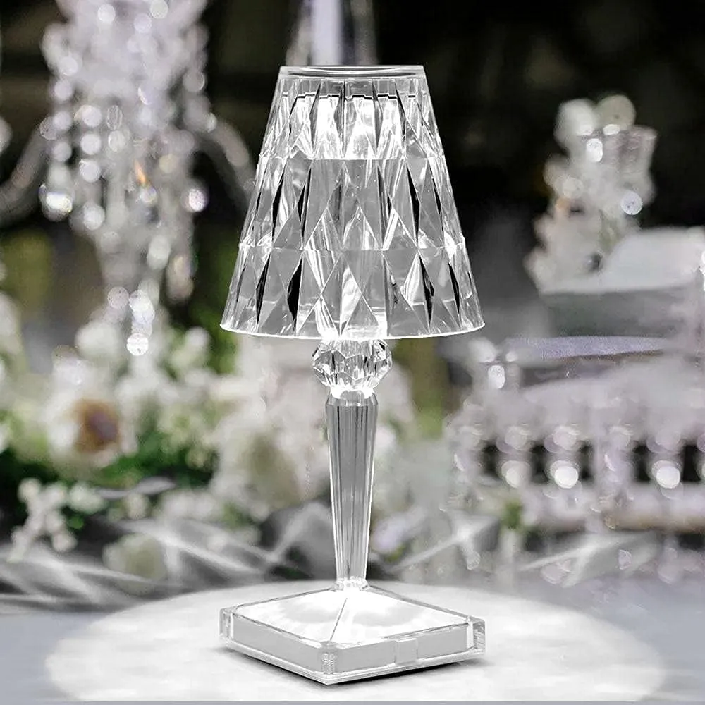 V2COM Acrylic Diamond Table Lamp,USB Charging Transparent Crystal Lamp,Bedroom Bar Decoration Night Light,for Bedroom,Living Room,Office,Coffee Table(White Light)