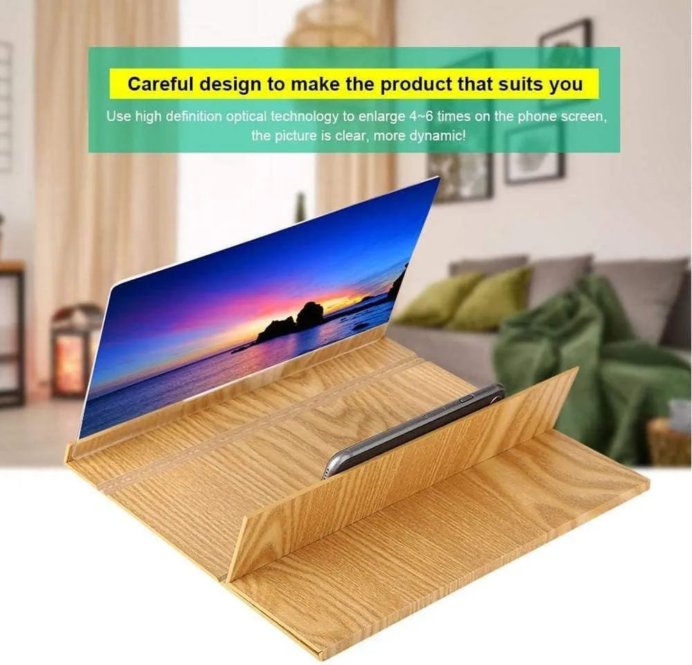 CRONY 12inch Wood-grain phone screen amplifier 3D Hd Movie Mobile Phone Screen Amplifier | Gold