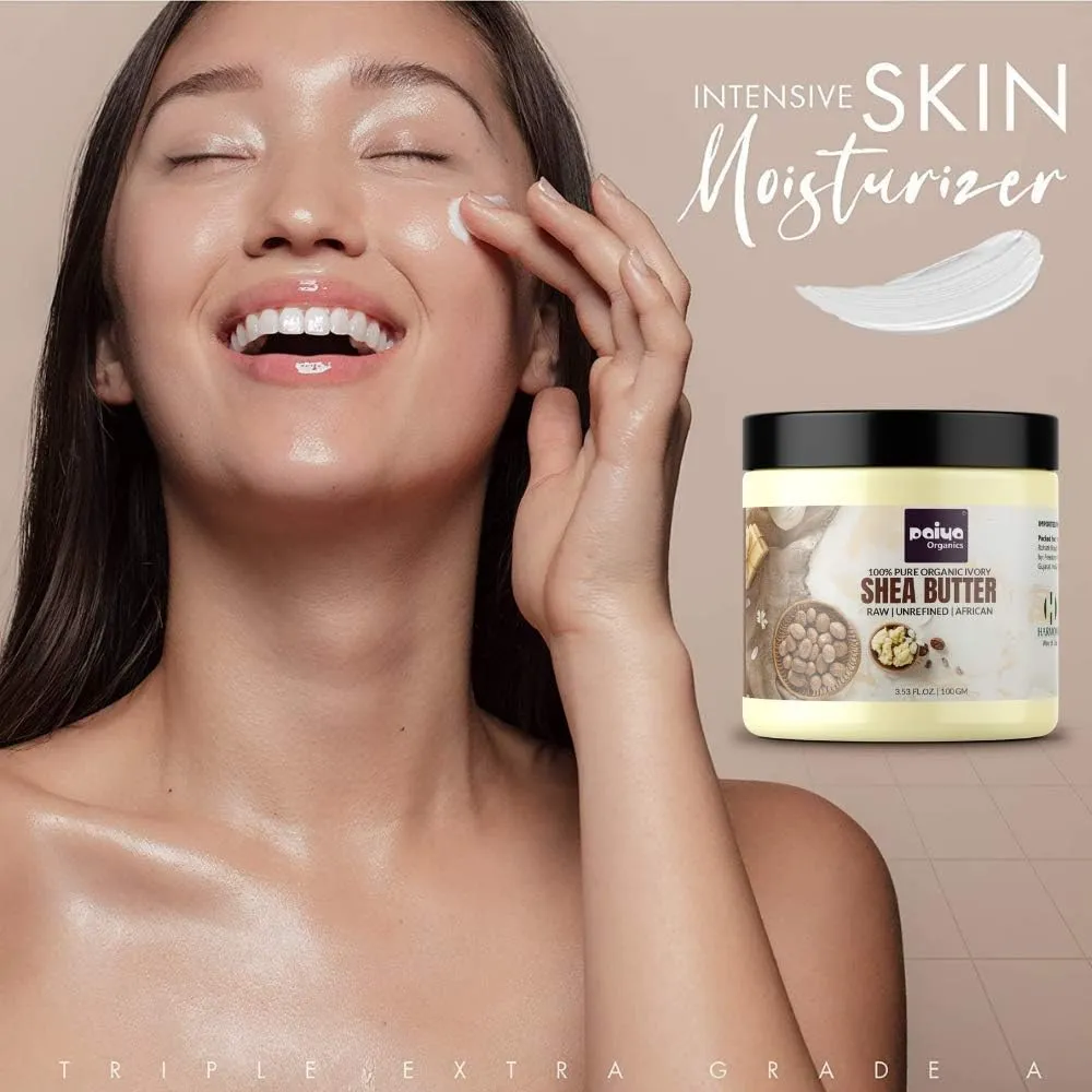 paiya organics® raw unrefined organic shea butter for skin face hair stretch marks, 100gm