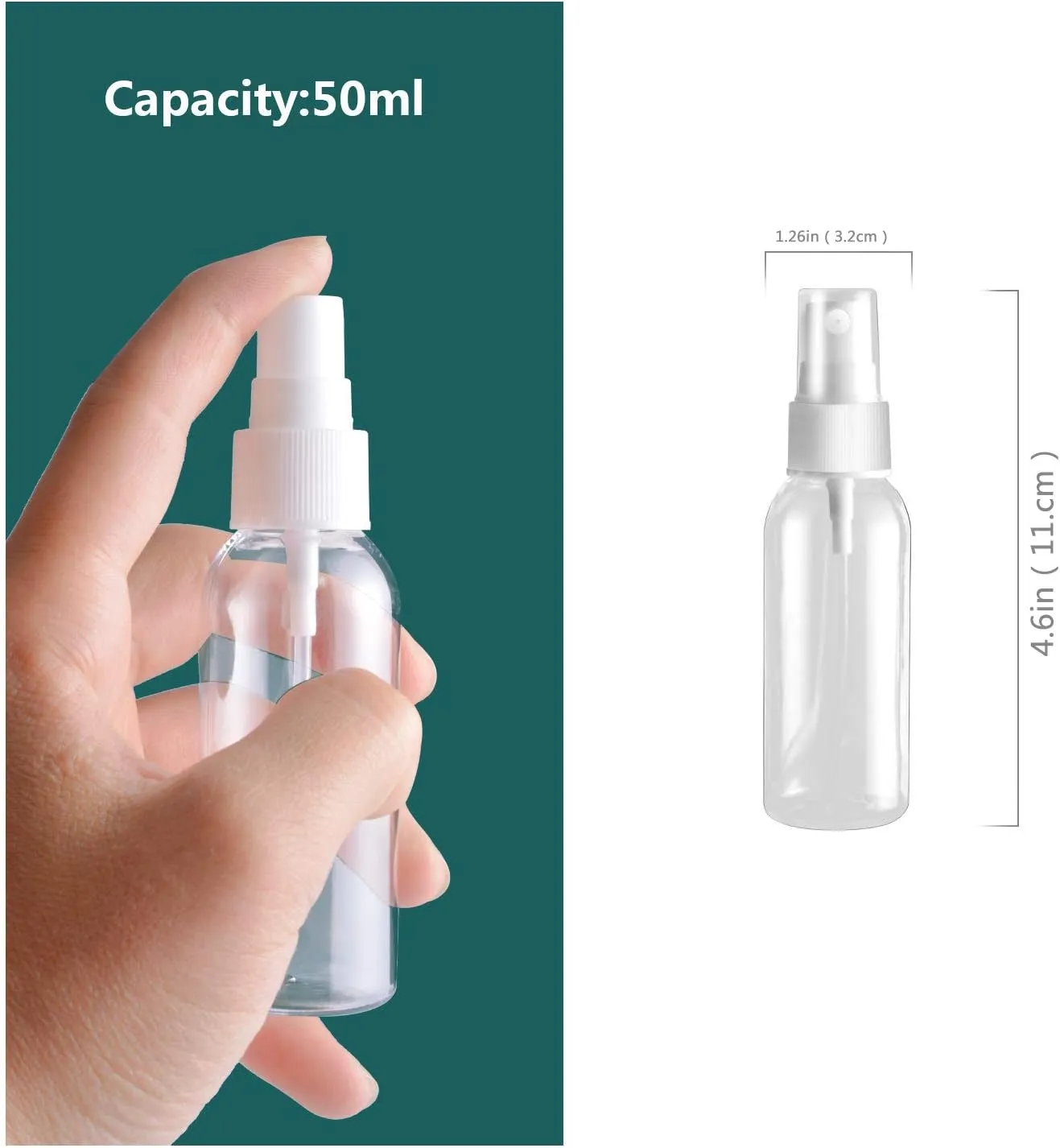 gjt 2oz/50ml plastic spray bottles,gjt plastic spray clear empty fine mist plastic mini travel bottle set bottles refillable liquid containers 6 pack
