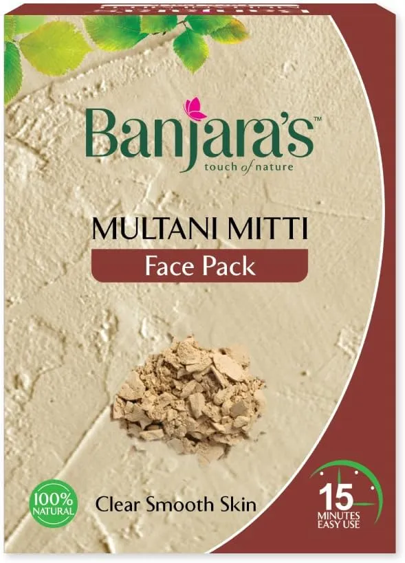 banjara's touch of nature multani mitti face pack clear smooth skin 100 grams