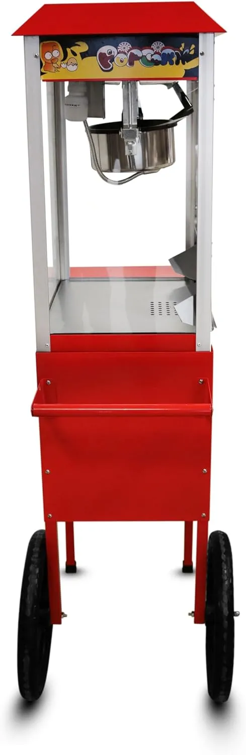 GRACE KITCHEN 8 Ounce Commercial Popcorn Maker with Cart