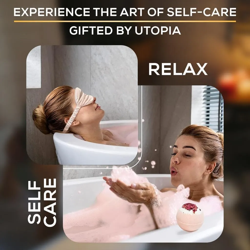 beauenty 7pc scented candles & bath bombs set,gifts for women for birthday women's day mother's day,bubble bath set gifts for women,relaxing spa gift set for women (light pink)