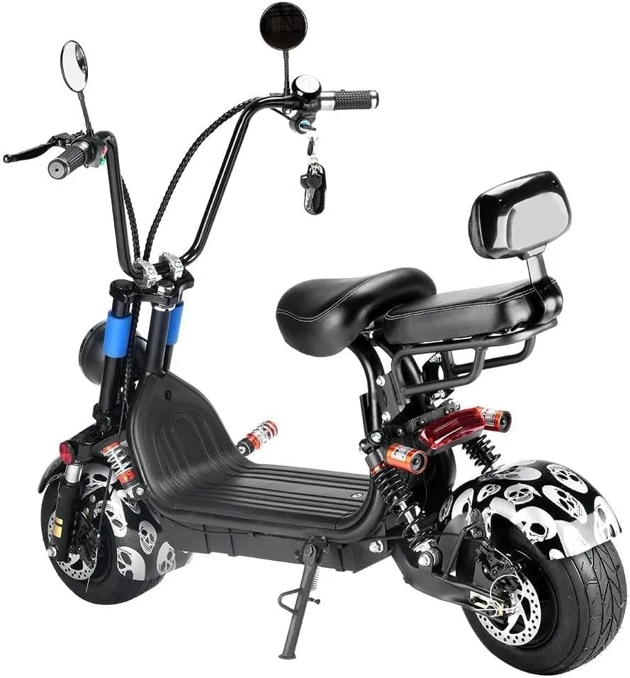 CRONY Small Harley two seat big tires with BT 1000w 60KM/H high power two wheels adult electric scooter motorcycle | UK FLAG