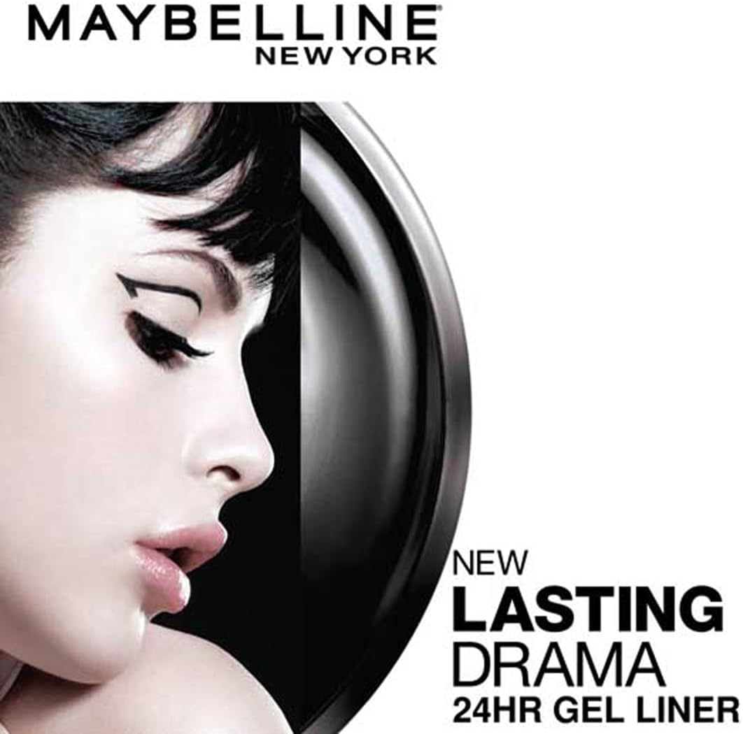 maybelline new york lasting drama eye liner drama gel liner, black, 2.5g