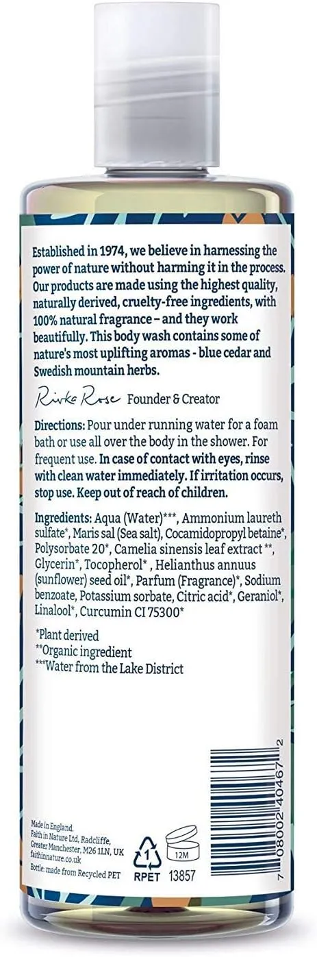faith in nature blue cedar body wash, 400 ml