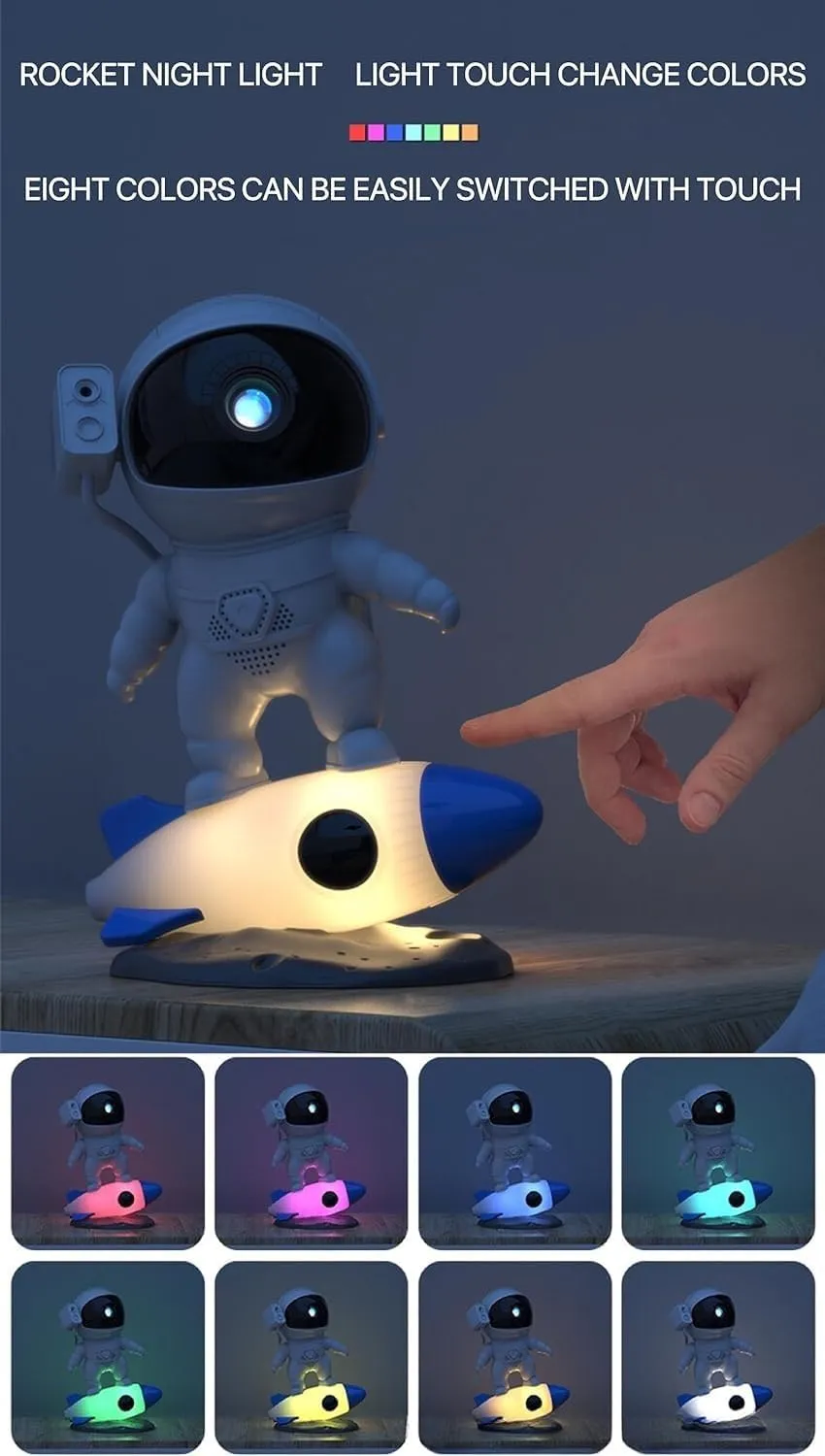 CRONY BT Rocket Astronaut Nebula projection light Rocket Astronaut Starry Sky Projector Night Light with 12 Film Sheets