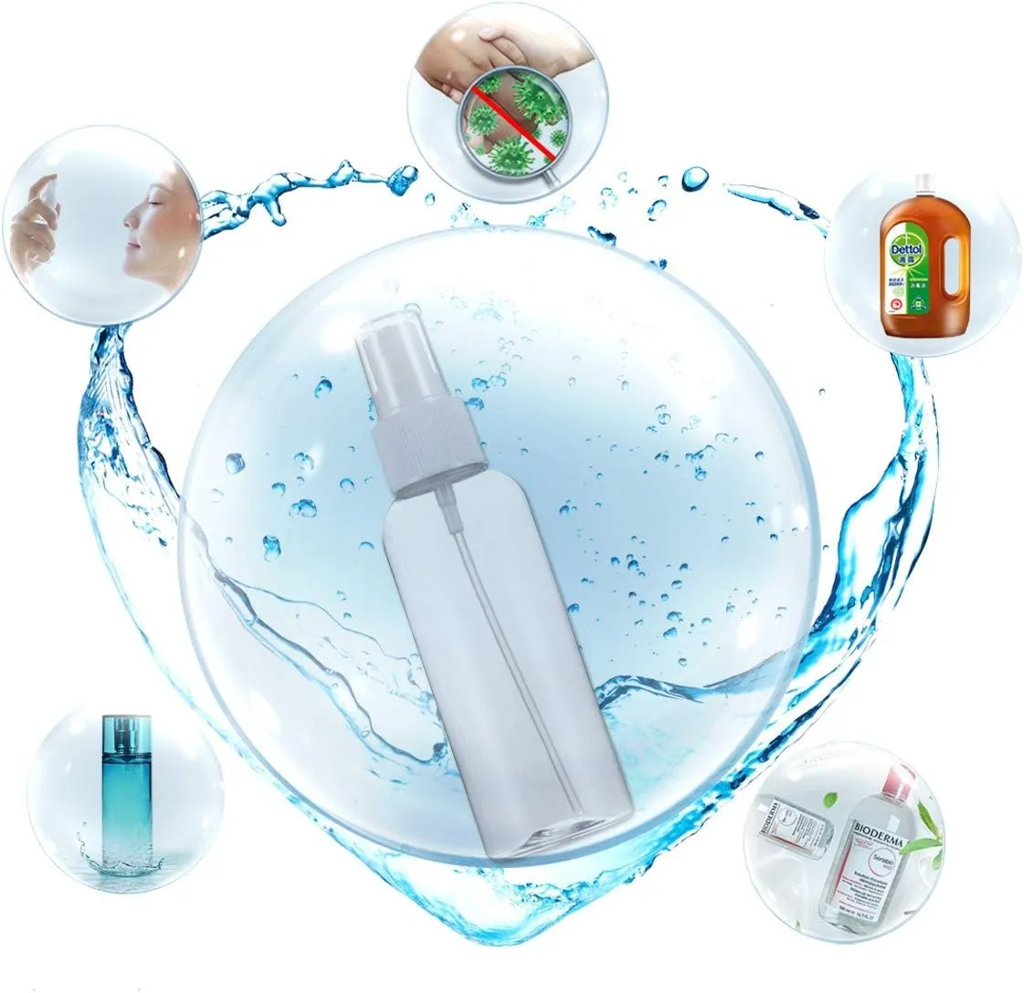 gjt 2oz/50ml plastic spray bottles,gjt plastic spray clear empty fine mist plastic mini travel bottle set bottles refillable liquid containers 6 pack