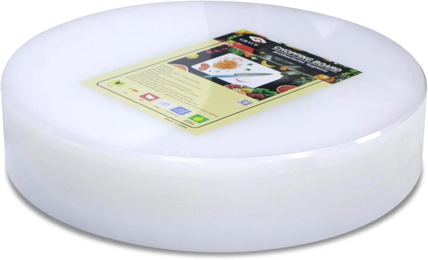 Grace Large Round Plastic Cutting Board, Commercial Heavy Duty Cutting Meat Chopping Board, BPA Free, Kitchen Non Slip Thickened Chopping Board (45CMØ X 10CM)