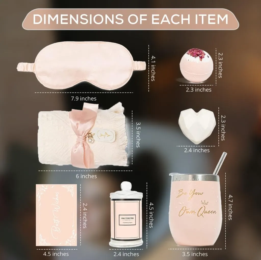 beauenty 7pc scented candles & bath bombs set,gifts for women for birthday women's day mother's day,bubble bath set gifts for women,relaxing spa gift set for women (light pink)