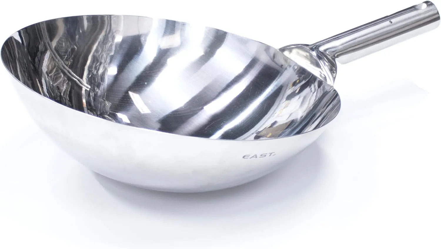 Grace Full Stainless Steel Lightweight Round Bottom Chinese Wok Pan with Welded Handle for Commercial & Home Kitchen Deep Frying & Stir Fry - 35.5cm/14inch