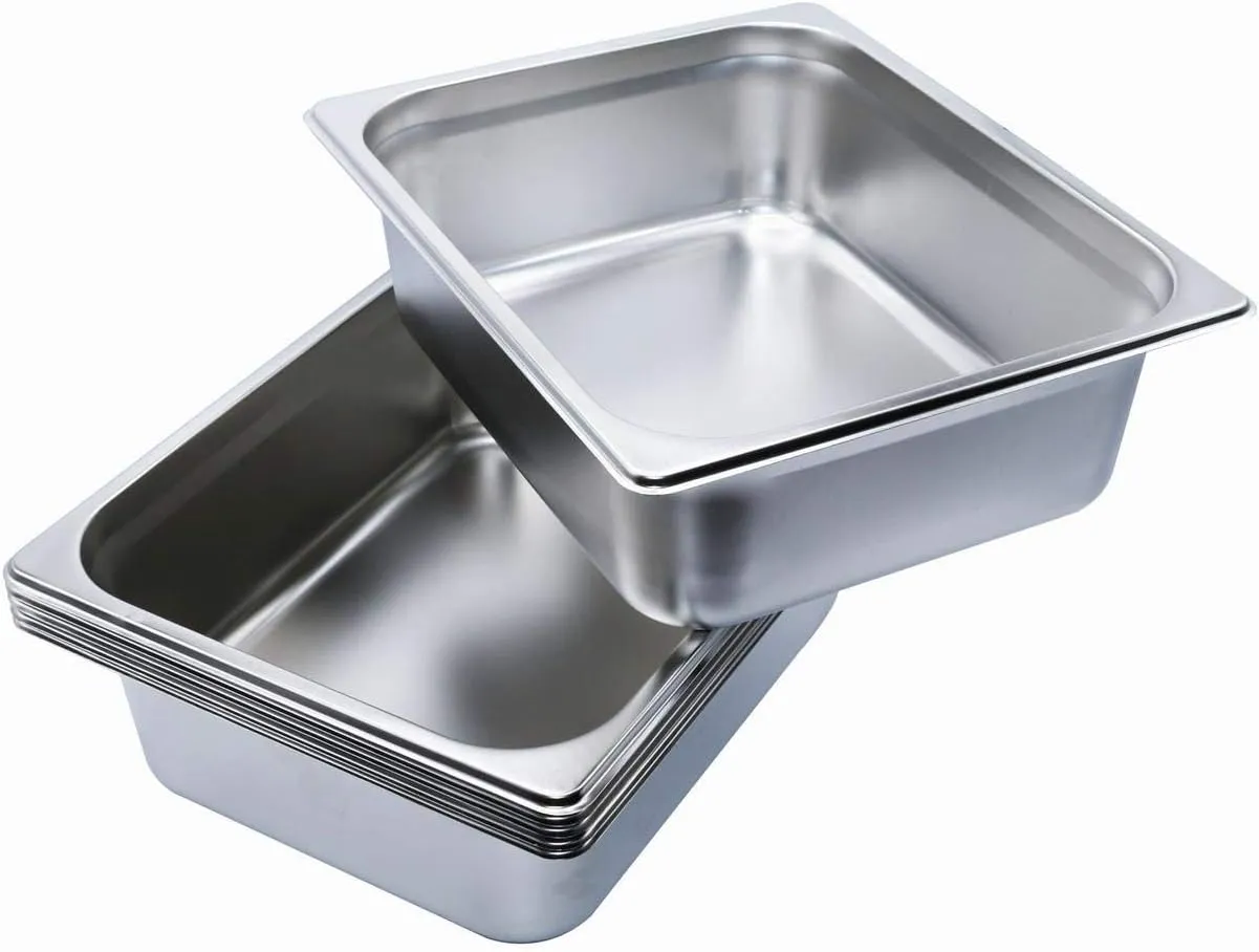 GRACE KITCHEN 1/2 10CM Deep Stainless Steel Gastronorm Food Containers - 6 PCS