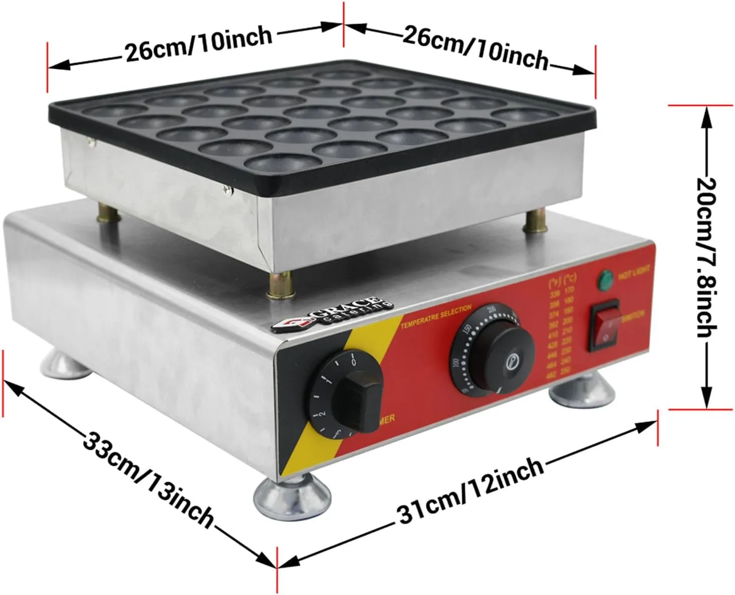 GRACE KITCHEN 25 Holes Snack Equipment Commercial Mini Pancakes Maker Poffertjes Machine/Electric Dutch Pancake Maker 310 * 330 * 200 Millimetre