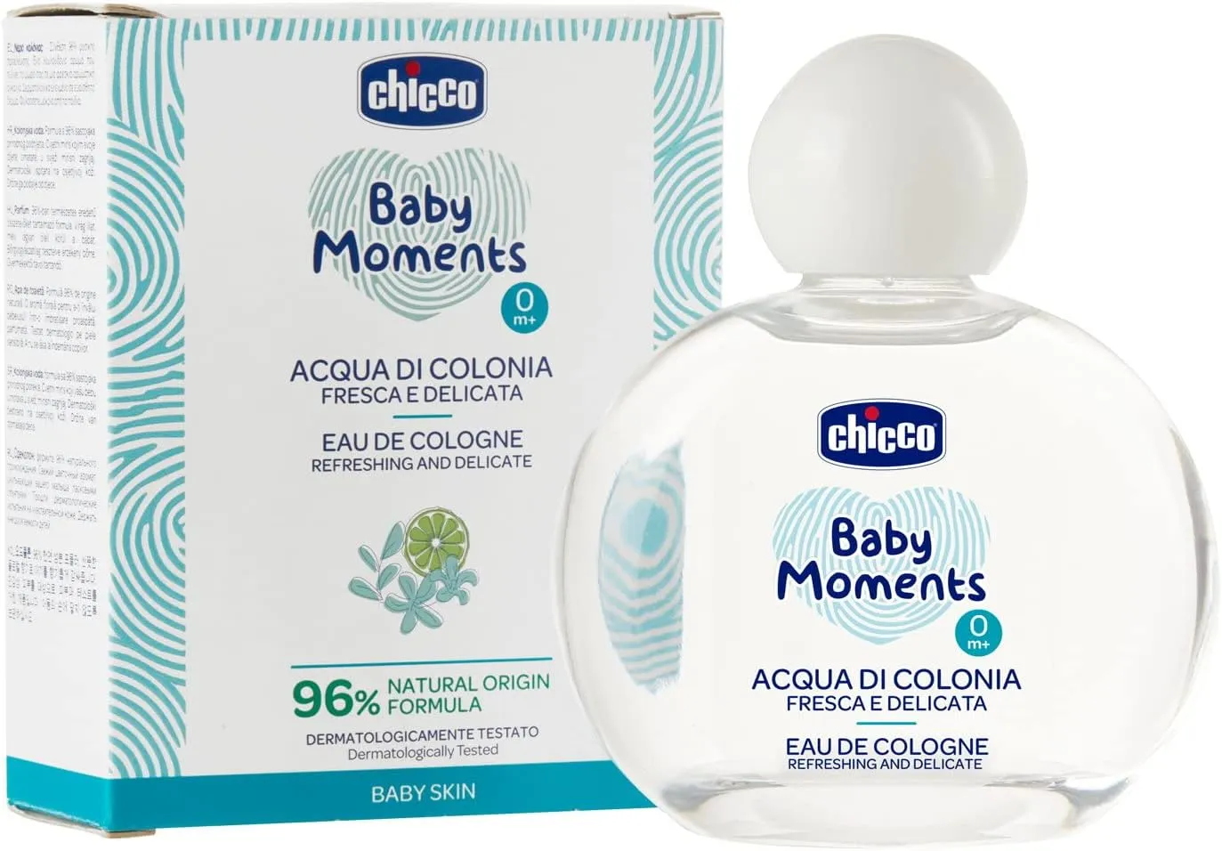 chicco baby moments eau de cologne refereshing and delicate for baby skin 0m+ 100ml, multi color