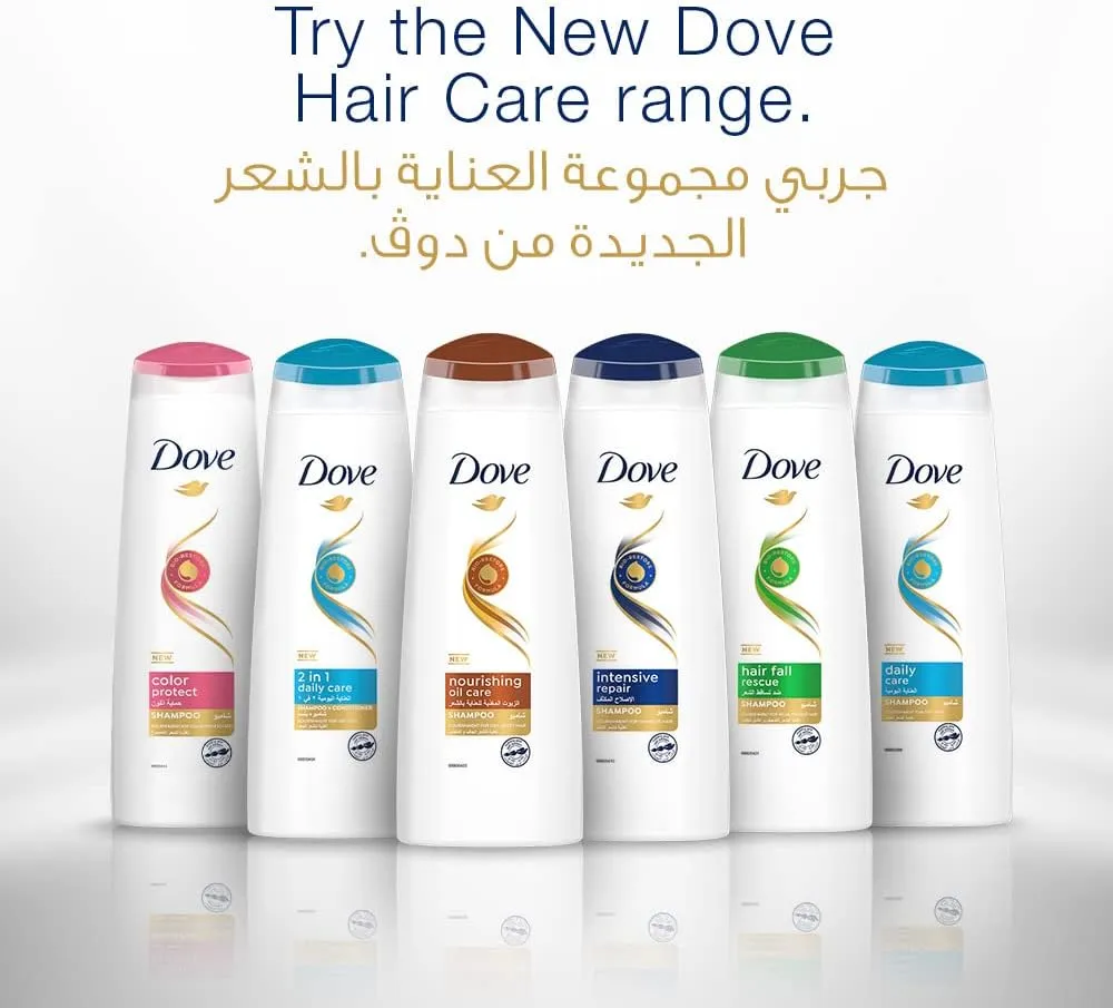 dove shampoo for frizzy and dry hair, nourishing oil care, nourishing care for up to 100% smoother* hair, 1000ml