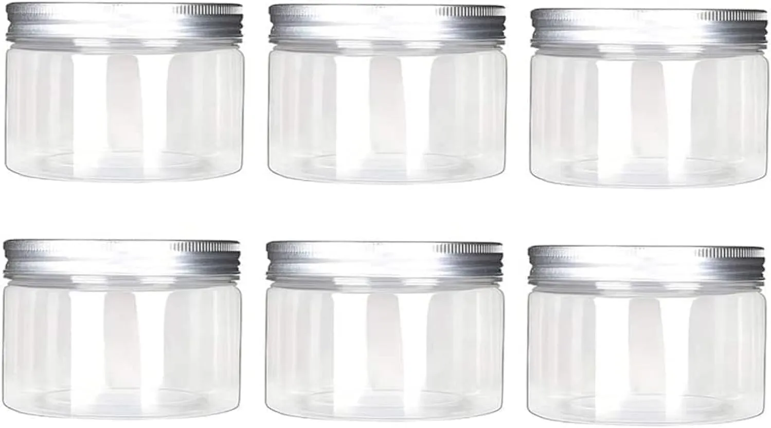 ecvv jars pet plastic empty cosmetic containers cases with silver aluminum caps cream lotion box ointments bottle food bottle makeup pot jar pack of 6 (120ml / 4oz)