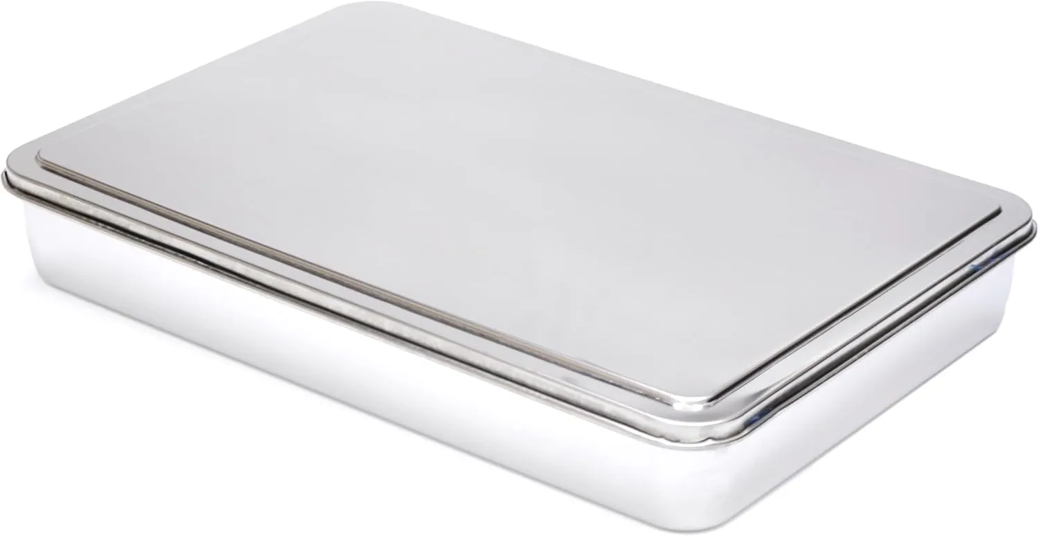 Grace Stainless Steel Seasoning Box with Lid and Holder Tray, Divided Compartments Rectangle Masala Spice Container, Kitchen Condiment Storage Spice Box (8 COMPARTMENTS - 44X30X6CM)