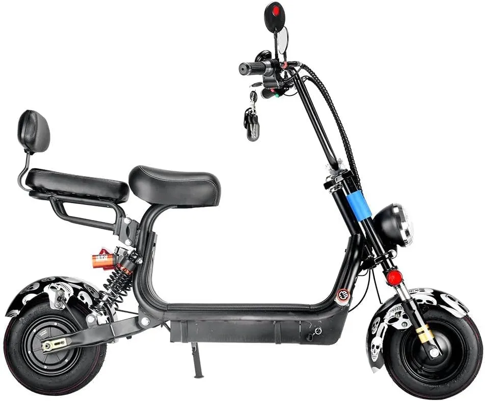 CRONY Small Harley two seat big tires with BT 1000w 60KM/H high power two wheels adult electric scooter motorcycle | Black