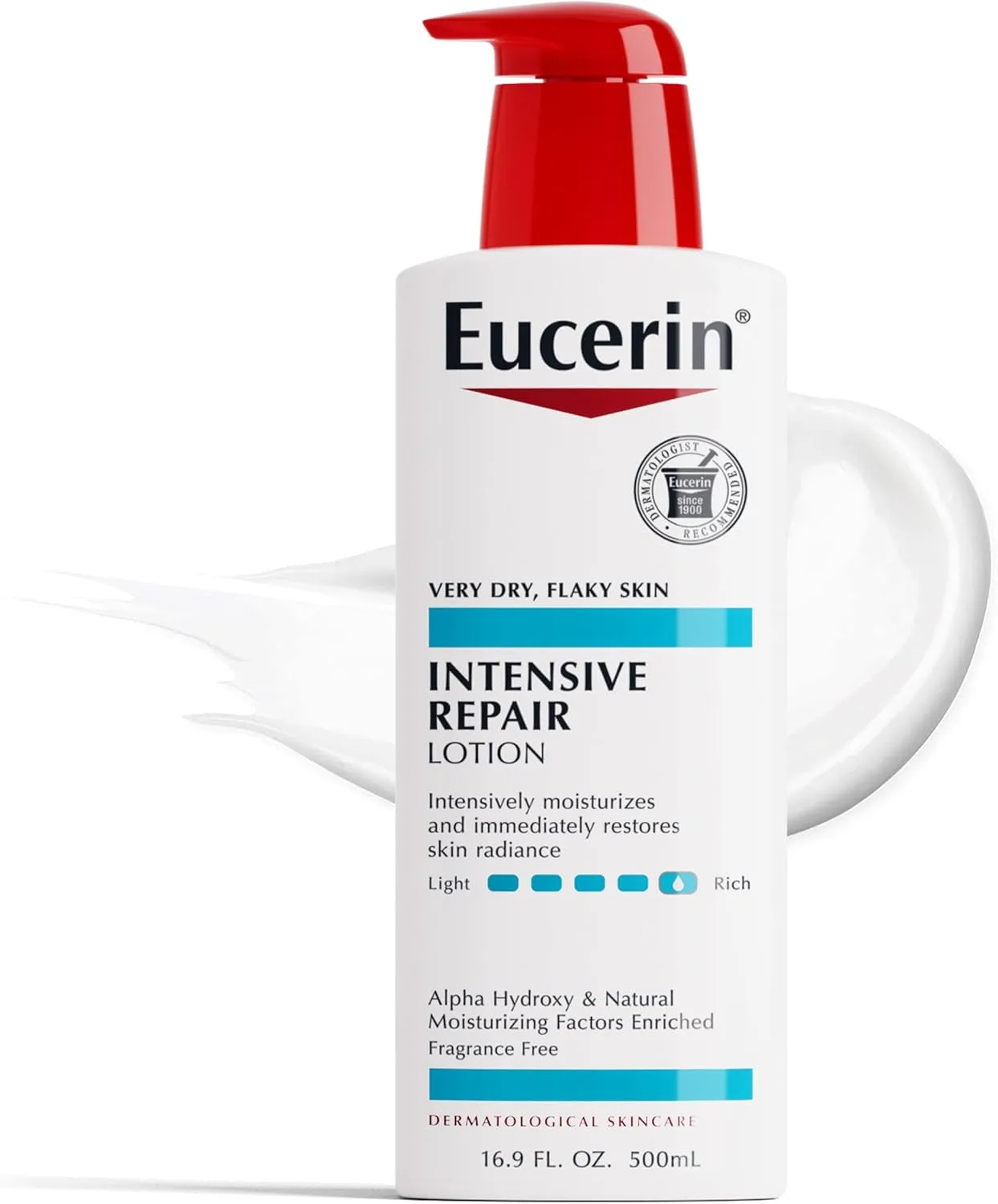 eucerin intensive repair body lotion, lotion for very dry skin, 16.9 fl oz pump bottle