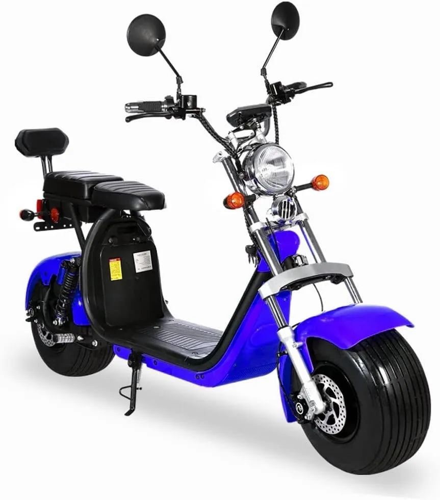 CRONY G-029 3000W Electric Motorcycle Motorbike High Speed Harley tyre Double Seat with double battery | Blue, 180*39*80cm